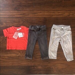 ZARA Red T-Shirt and Two Pairs of Jeans Set